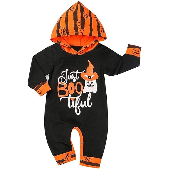 New Baby Girls Halloween Bootiful You Halloween Hooded Romper - Sz 3-6 mo - Picture 1 of 2